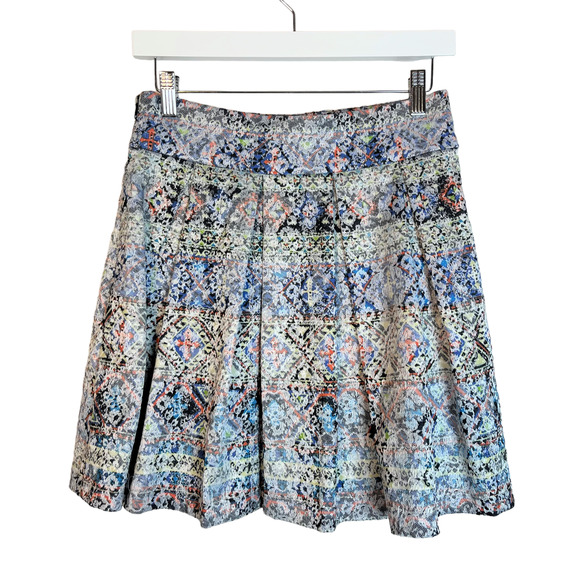 Parker Size 6 Multicolored Geometric Flare Pleated Mini Skirt - Picture 2 of 7